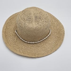 Unisex Panama Hat wide Brim J Crew with cord One Size approx 54 cm